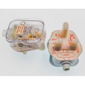 3A 13A UK ASSEMBLE PLUG transparent COULEUR